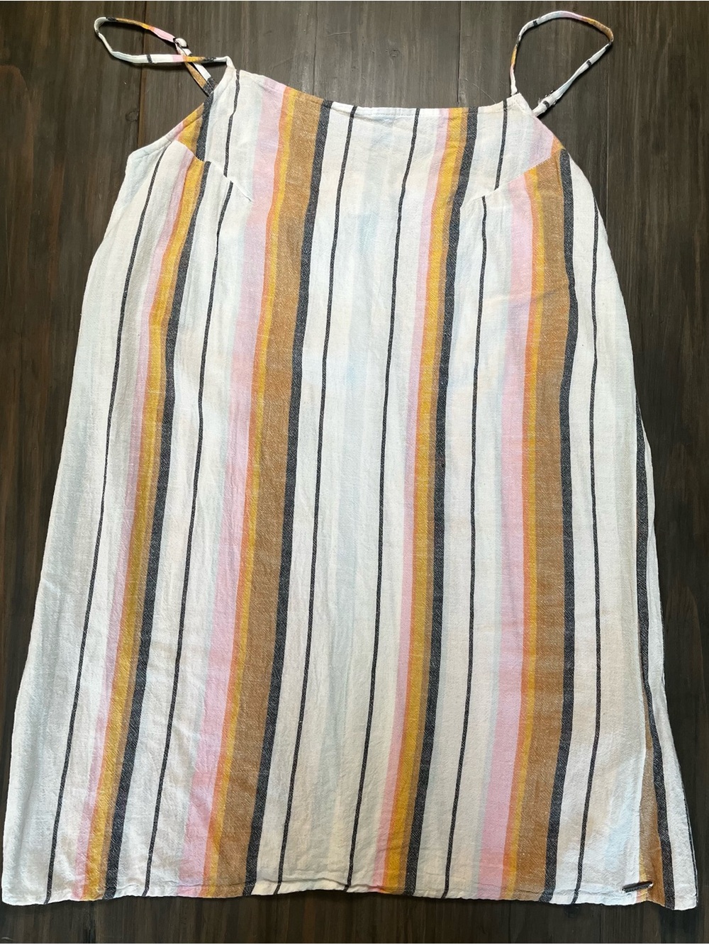 Billabong Spaghetti Strap Top with Pink, Mustard & Charcoal Stripes